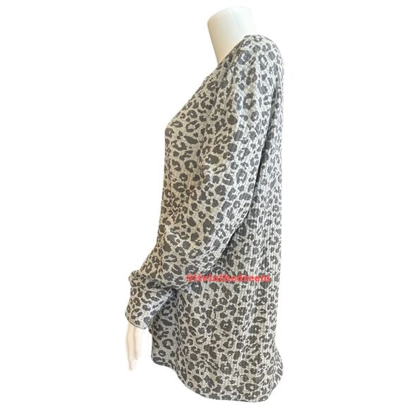 #T82 Z Supply Split Neck Thermal Top Leopard Print SZ M $69 - Picture 6 of 14